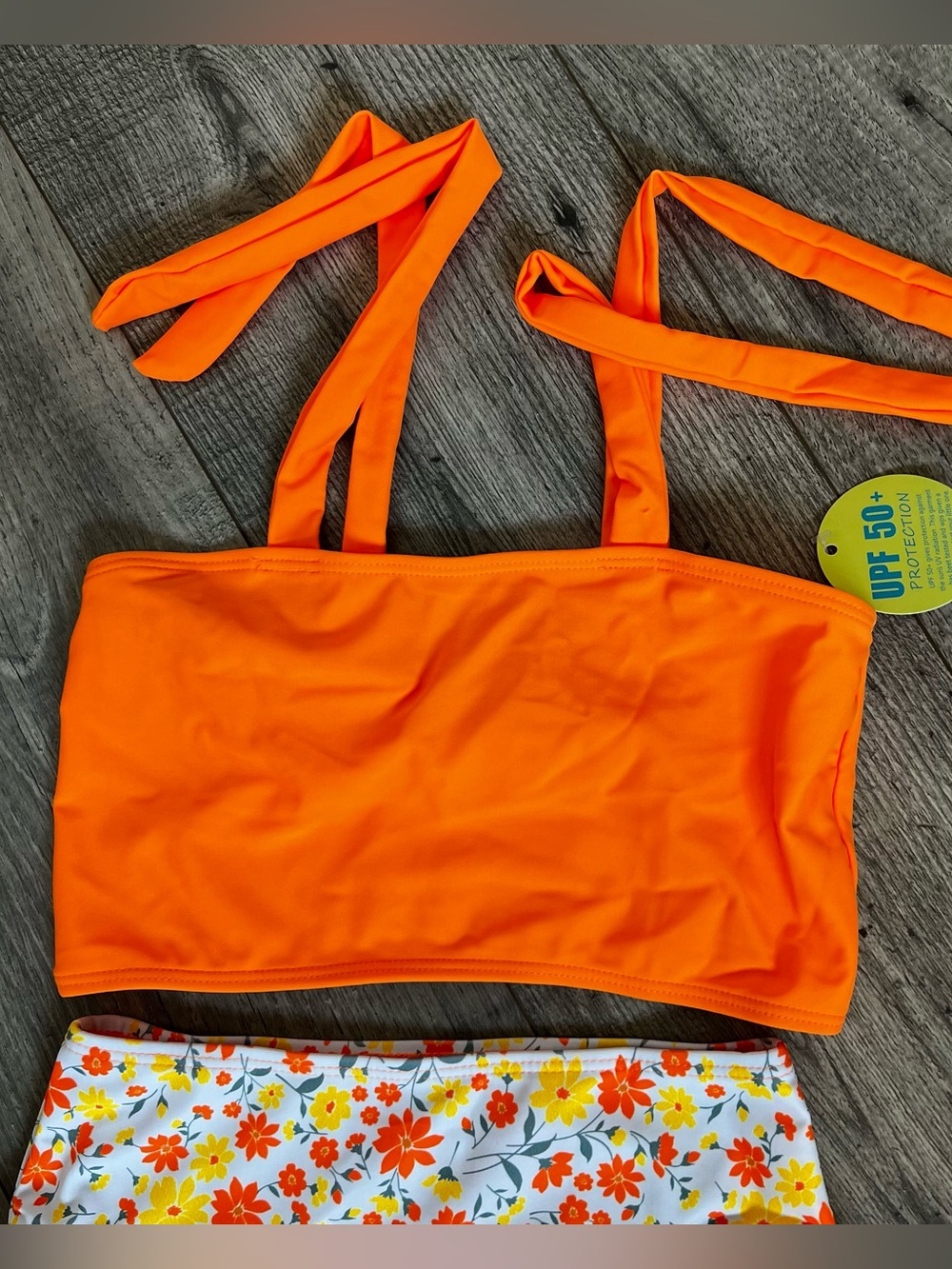 NWT Happy Town Toddler Orange Floral Two Piece Swimsuit-5T/6T - Picture 6 of 10